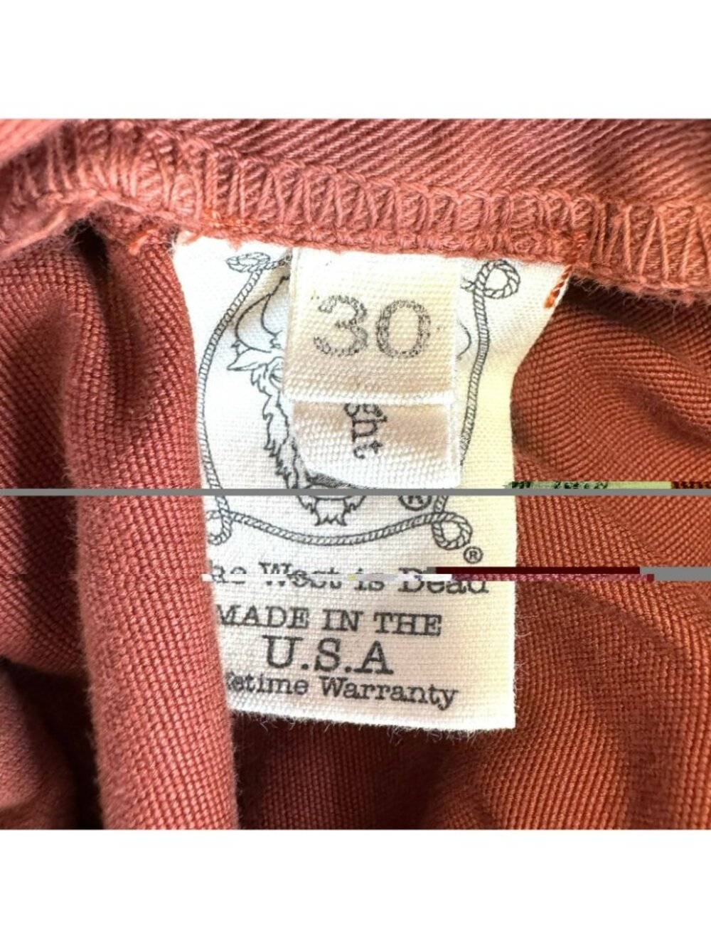 The West Is Dead Chino Pants Mens Size 30x32 Slim Straight Rust 100% Cotton - Picture 7 of 9